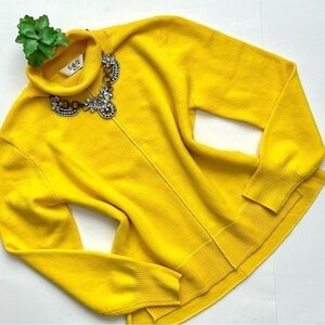 Sea New York Nora Turtleneck Mock Neck Sweater Yellow Wool Size Small